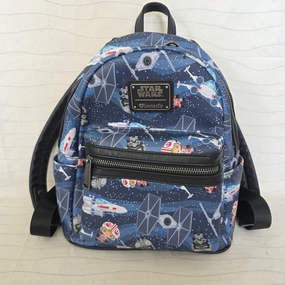 Loungefly Star Wars Chibi Spaceships Mini Backpack X-Wing Tie Fighters Disney - Picture 1 of 10